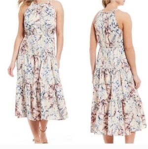 Alex Marie Tonya Cream and Peach Floral Midi Dress